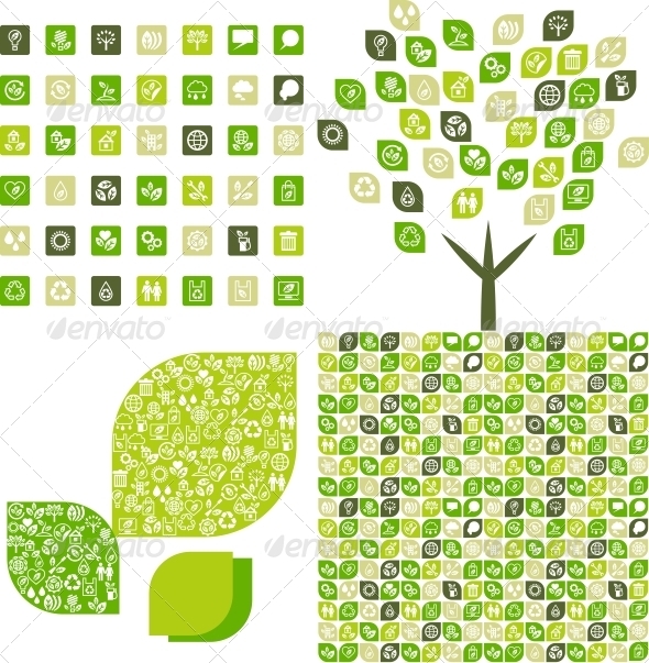Collection eco web icons and backgrounds. - Web Technology