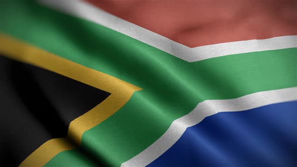 South Africa Flag Closeup Blowing In Wind alt