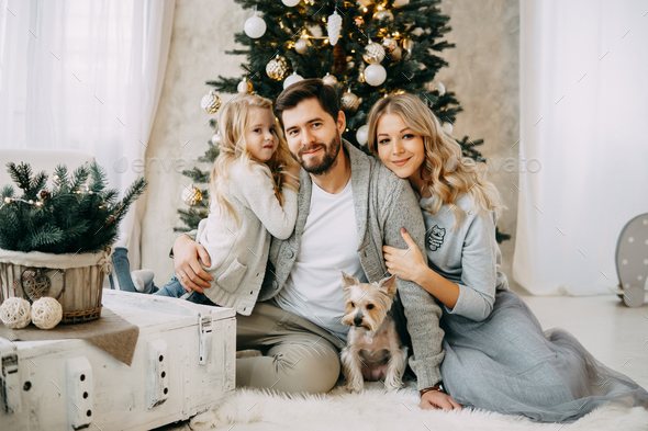 Merry Christmas and Happy Holidays! Mom and Daughter and Dog Have