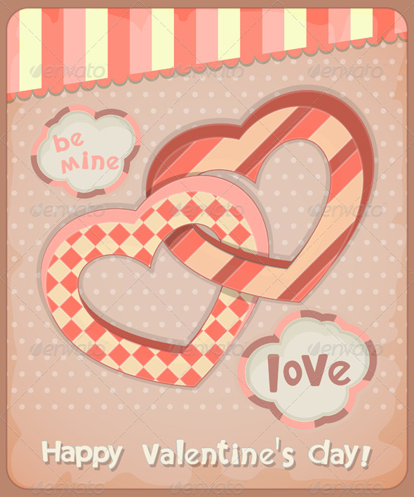 Retro Postcard to the Valentine's Day - Valentines Seasons/Holidays
