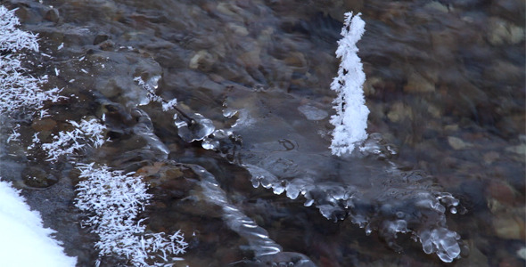 Icicles In Water Stream