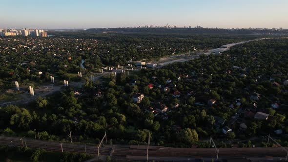 Aerial View of PodolskoVoskresensky Bridge in Kyiv Ukraine