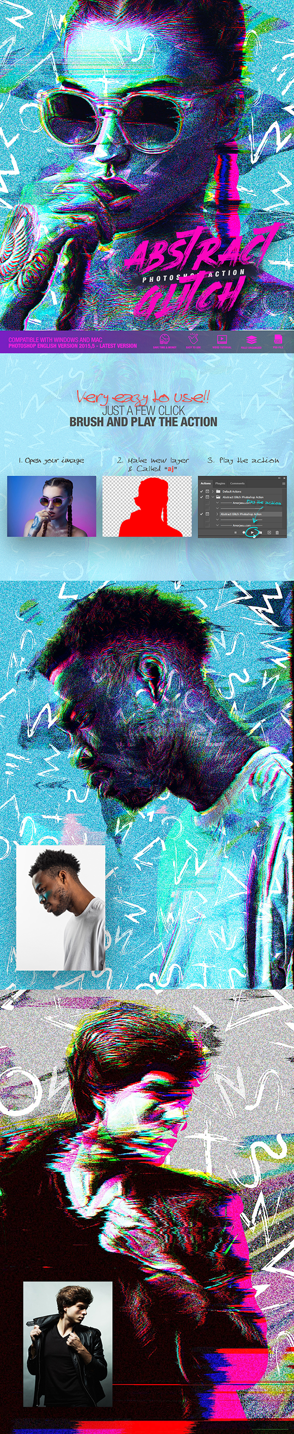 Abstract Glitch Photoshop Action