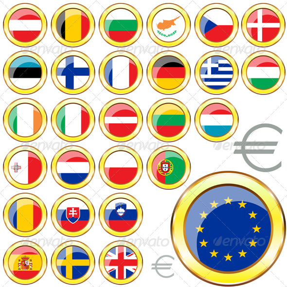 European Union Buttons - Travel Conceptual