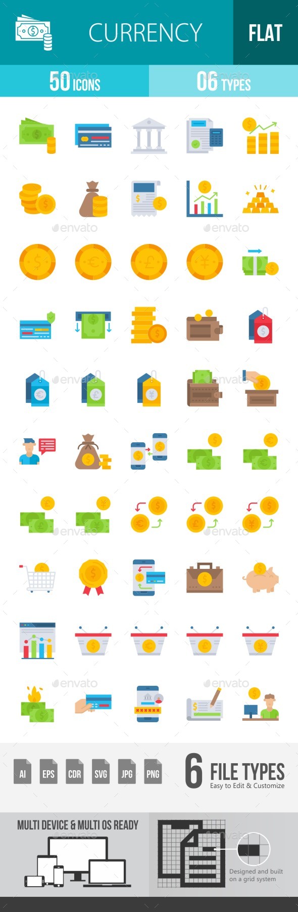 [DOWNLOAD]Currency Flat Multicolor Icons