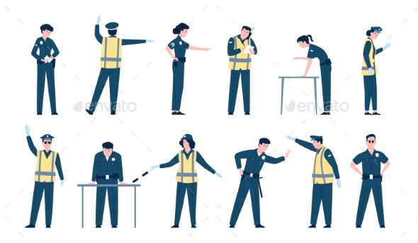 Traffic Police Man Characters