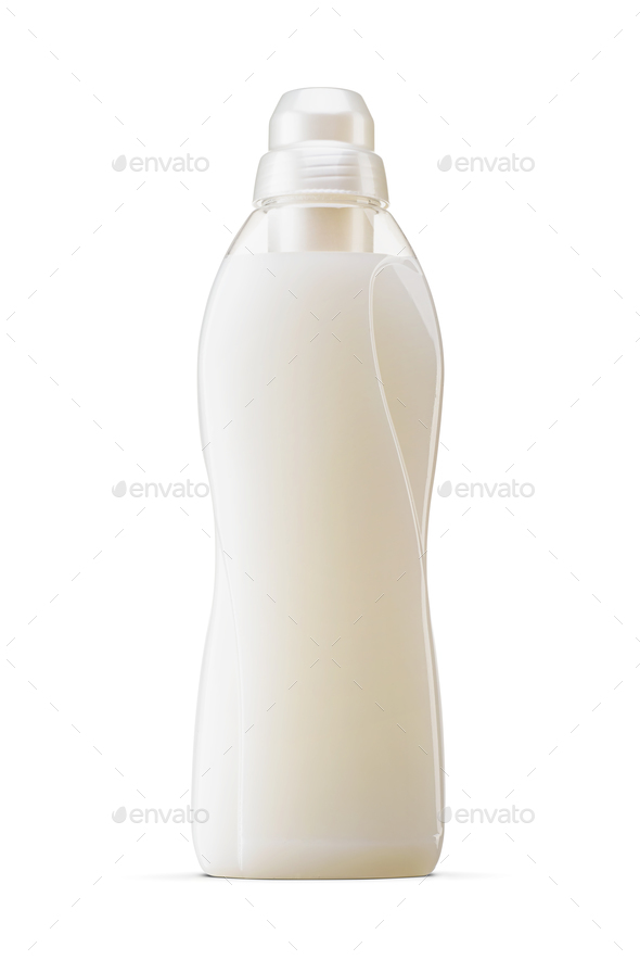 Laundry liquid detergent, cleaning agent, bleach or fabric softener plastic bottle isolated.