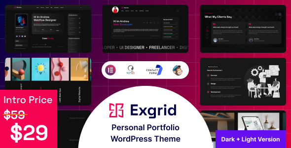 Exgrid - Multipurpose Personal Portfolio WordPress Theme
