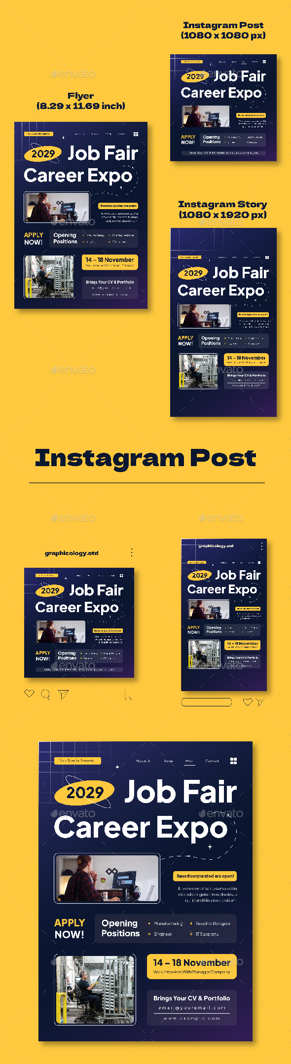 Modern Job Fair Career Expo Flyer Set