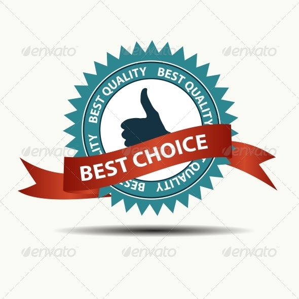Vector Best Choice Retro Label with Red Ribbon - Retail Commercial / Shopping