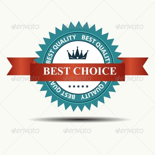Vector Best Choice Retro Label with Red Ribbon - Retail Commercial / Shopping
