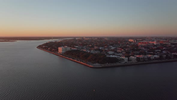 Approaching Charleston Harbor at dusk alt