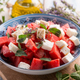watermelon salad with feta cheese mint and lavender flowers - PhotoDune Item for Sale