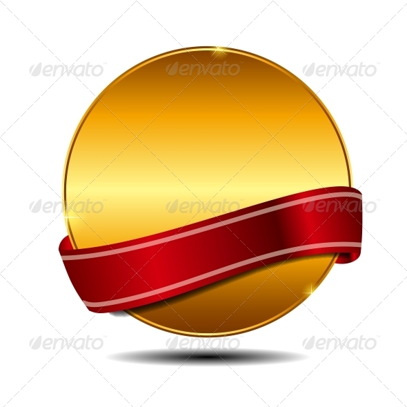 Vector Label with Red Ribbon - Retail Commercial / Shopping