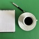Top view of notepad, pen and coffee cup  - PhotoDune Item for Sale