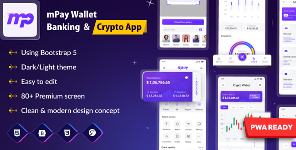 Mpay - E Wallet & Banking HTML Mobile Template