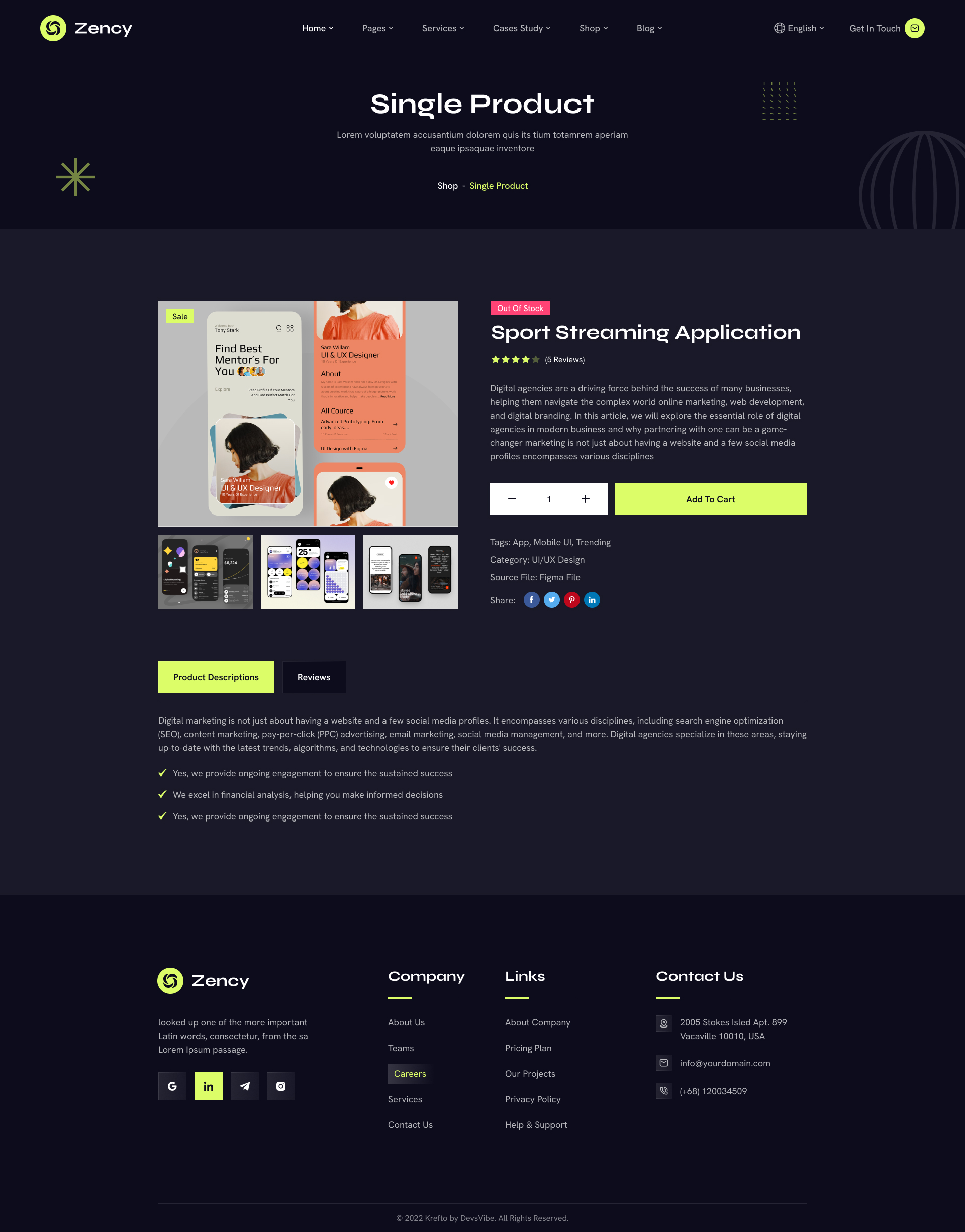 Zency - Creative Business Agency & Startup Figma Template by Designpixls