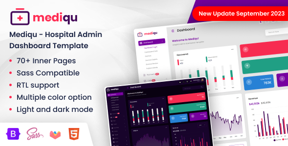 Mediqu - Hospital Admin Dashboard Template Dark-Light with RTL