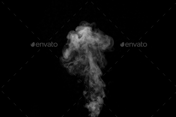 Real white steam on black background. Real white steam isolated on