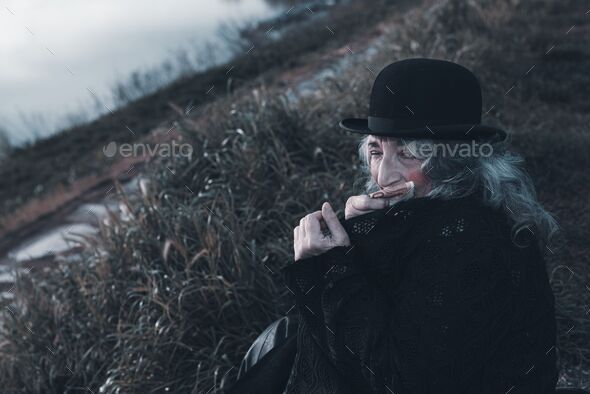 dark evil character holding euro cash outdoors a cloudy dark day - evil war grief concept