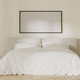 picture frame mock up above bed in modern bedroom interior, 3d render - PhotoDune Item for Sale