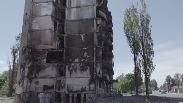 Borodyanka Ukraine  a Destroyed Building During the War Bucha District alt