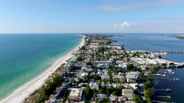 Aerial View of Anna Maria Island Town and Beaches, Stock Footage