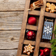 Wooden box with Christmas decor and toys - PhotoDune Item for Sale