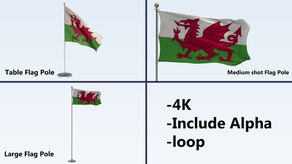 Wales Flag Pole Pack 4k-Loop alt