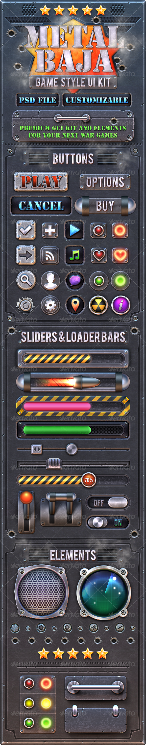 Metal Baja: Game GUI Kit - User Interfaces Web Elements