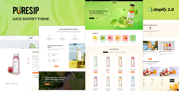 Puresip – Diet Nutrition Products, Juice Store & Health Drinks Shopify Theme