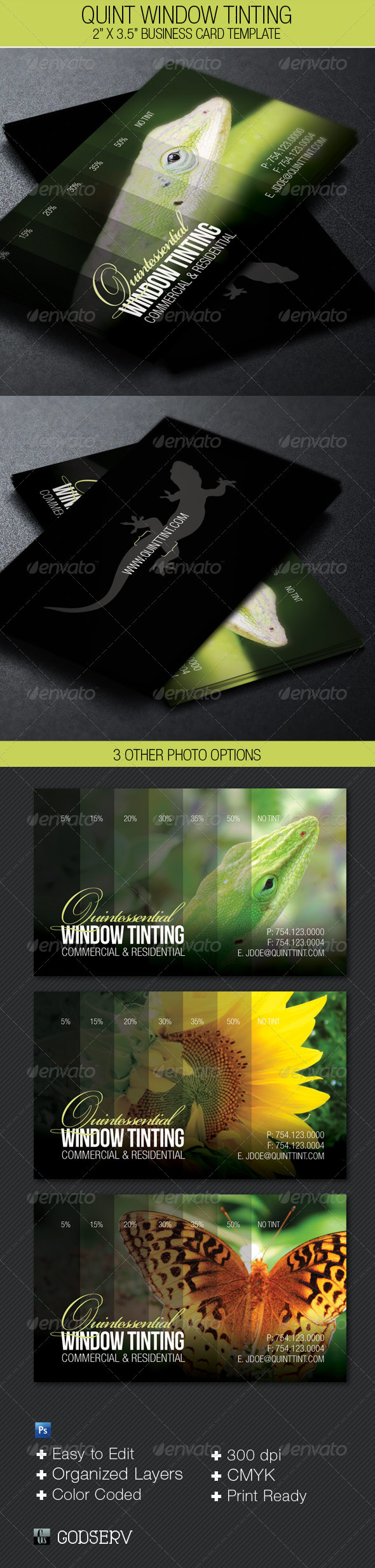 Window Tinting Business Card Template - Industry Specific Business Cards