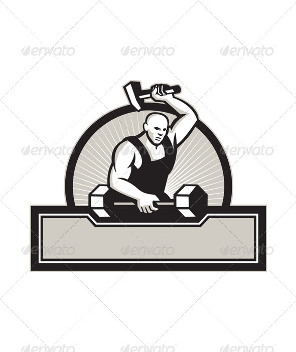 Blacksmith With Hammer Striking Barbell - People Characters