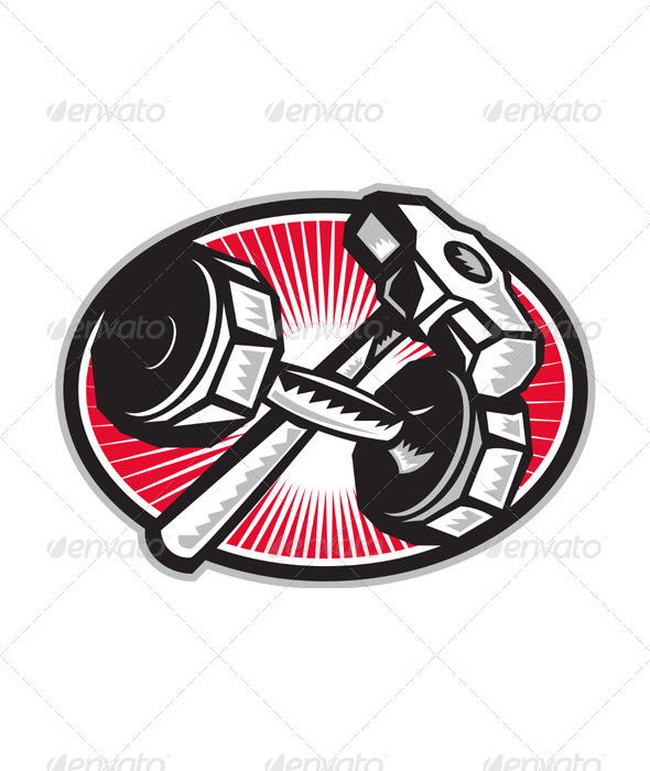 Dumbbell and Sledgehammer Retro - Man-made Objects Objects