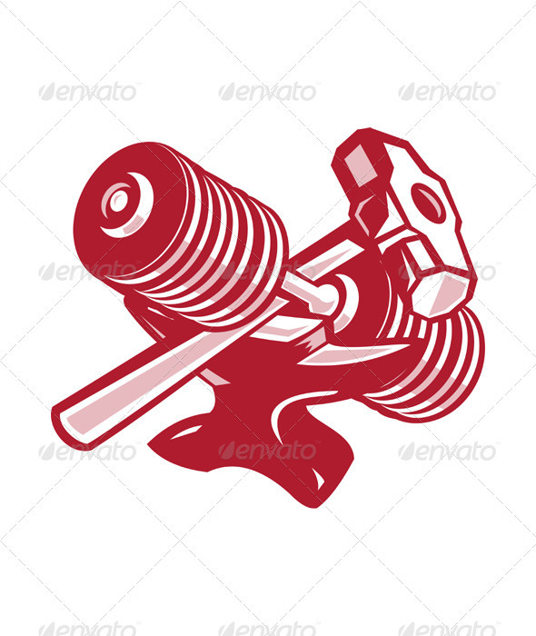 Dumbbell Anvil and Sledgehammer Retro - Man-made Objects Objects