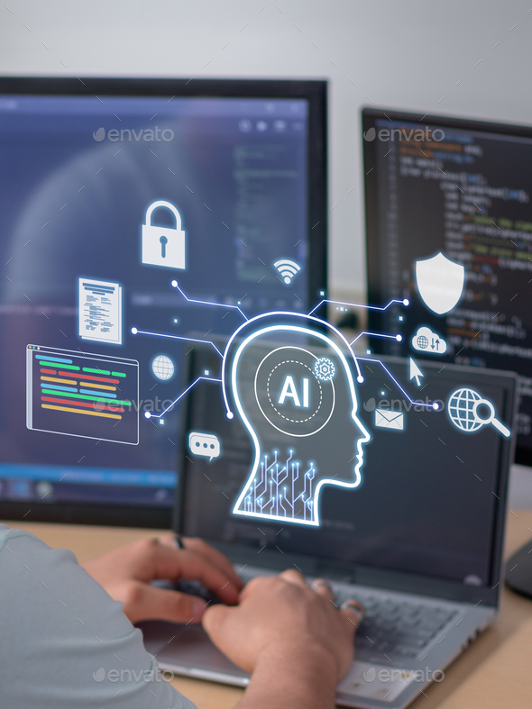 Vertical Image of future of programming with artificial intelligence ...