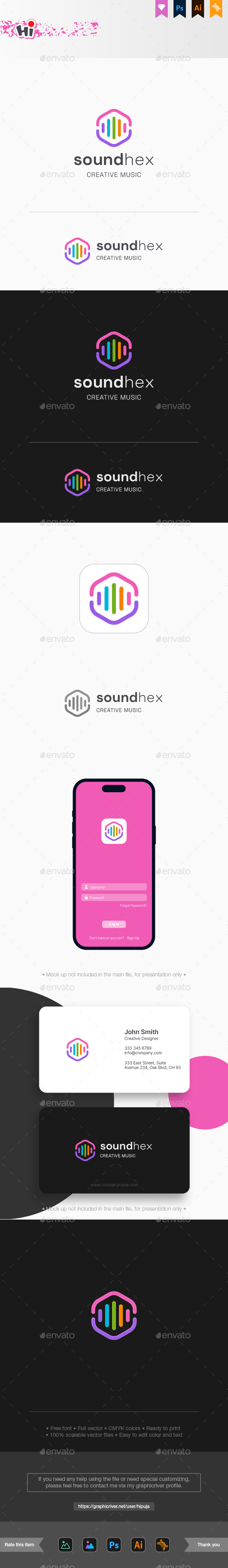 Sound Hex - Music Logo