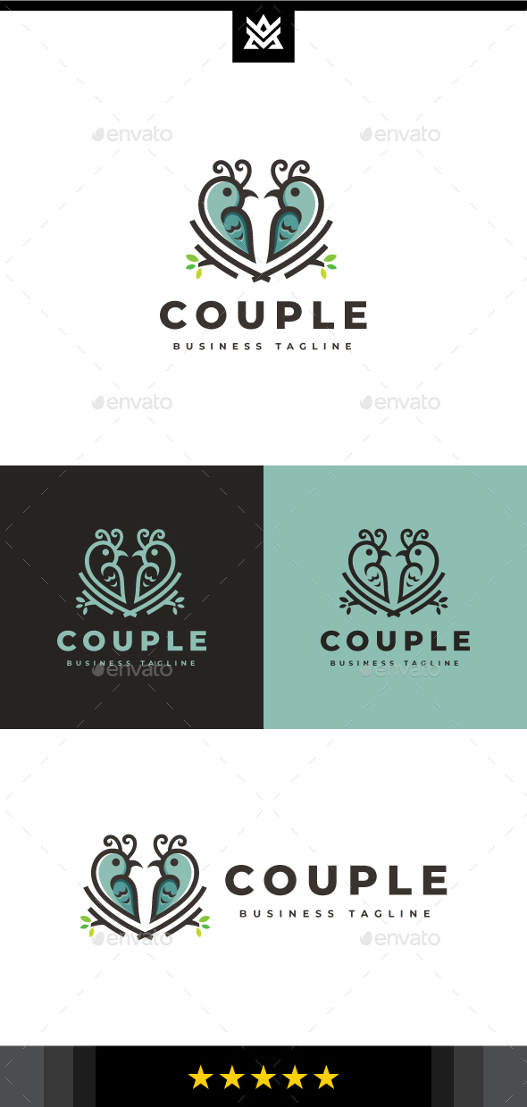 Couple Bird Love Logo Template