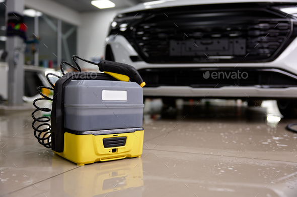 Portable equipment for car detailing and cleaning at professional service