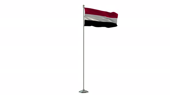 Yemen   loop 3D Illustration Of The Waving Flag On Long  Pole With Alpha