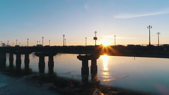 Sunset Over the Bridge in the Kiev alt