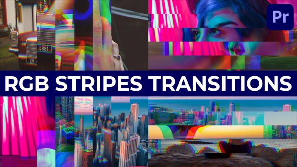 RGB Stripes Transitions for Premiere Pro Premiere Pro template preview