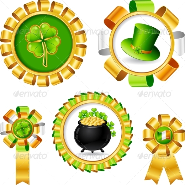 Award ribbons with Saint Patrick's day objects. - Christmas Seasons/Holidays