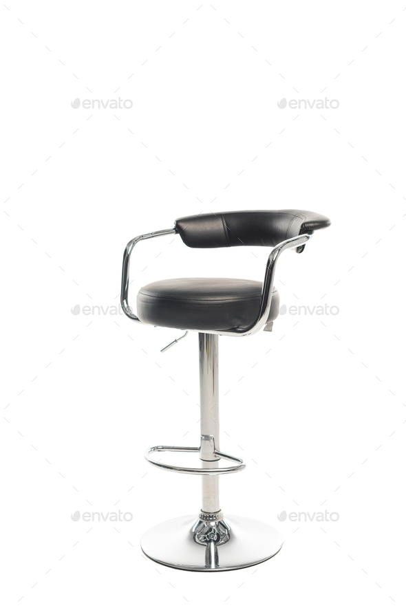 Black bar stool with copy space isolated on white