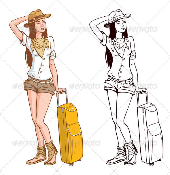 Tourist Woman With A Bag - People Characters