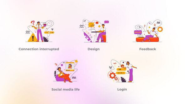 Social Media Life - Flat Concepts Orange Purple Cloud Accent