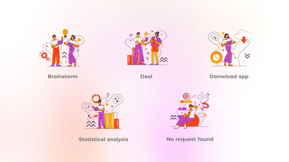 Statistical Analysis - Flat Concepts Orange Purple Cloud Accent