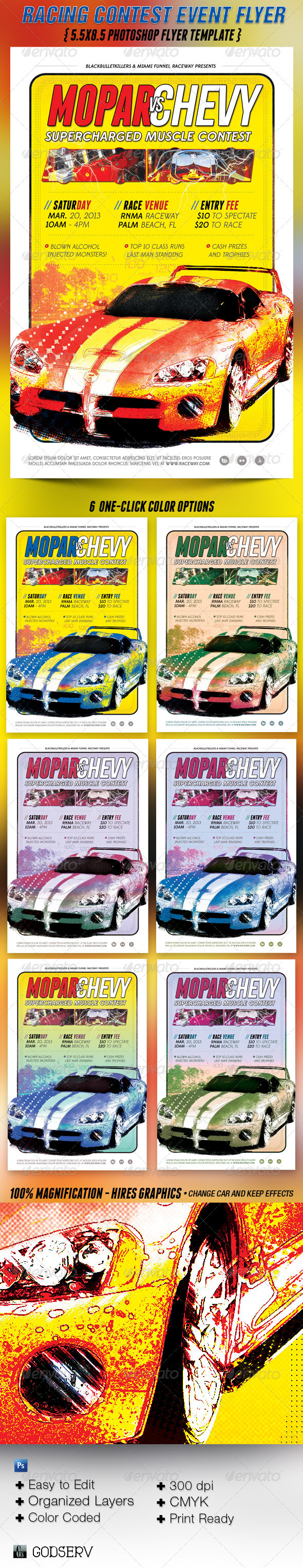 Car Racing Contest Flyer Template - Sports Events