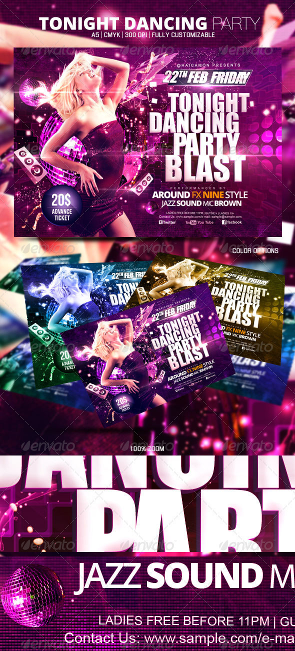 Tonight Dancing Party Flyer - Clubs & Parties Events