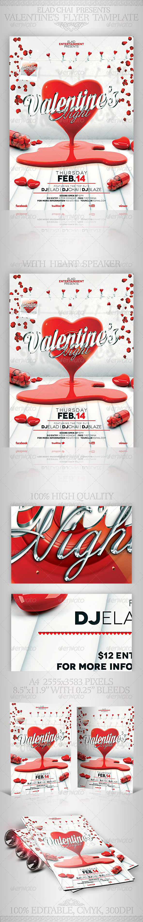 2014 Valentine's Day A4 Flyer Poster Template - Holidays Events